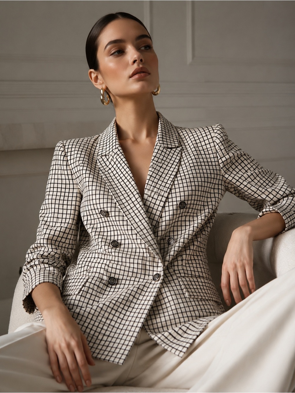 NWT Jules & Leopold Checkered Double-Breasted Blazer XL Classic Chic